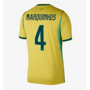 Billige Fotballdrakt Brasil Marquinhos #4 Replika Hjemmedrakt VM 2026 Kortermet
